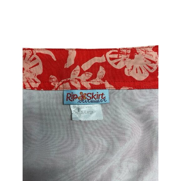RIP SKIRT HAWAII LENGTH 2 CORAL HIBISCUS FLORAL QUICK WRAP SZ XL TRAVEL COVER UP - Picture 3 of 7